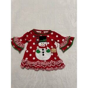 Magical Season Snowman Christmas Holiday Jingle Ruffle Tunic Top Size 12 Months
